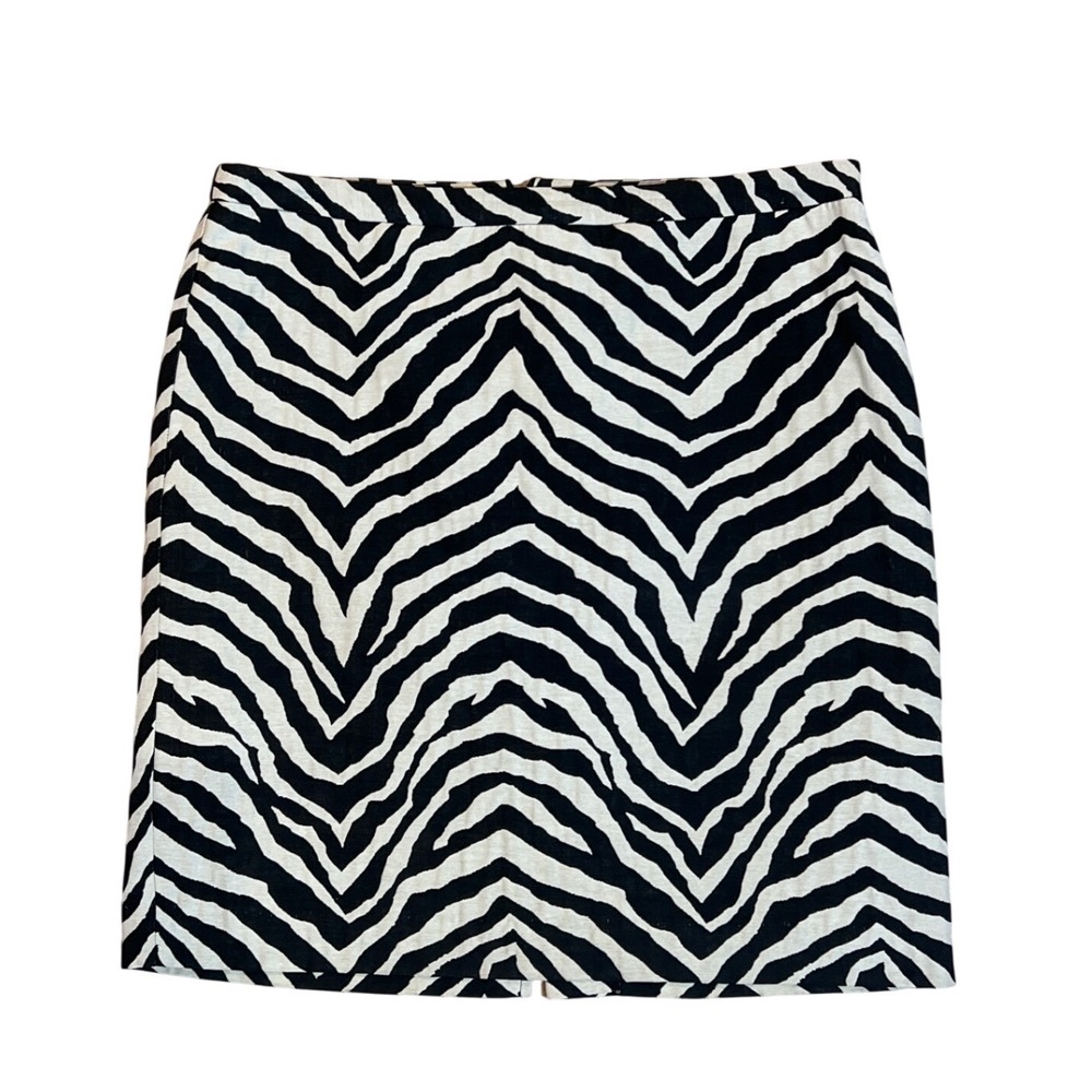 Trina Turk Zebra Print Mini Skirt Black White Pencil Viscose Blend Size 8